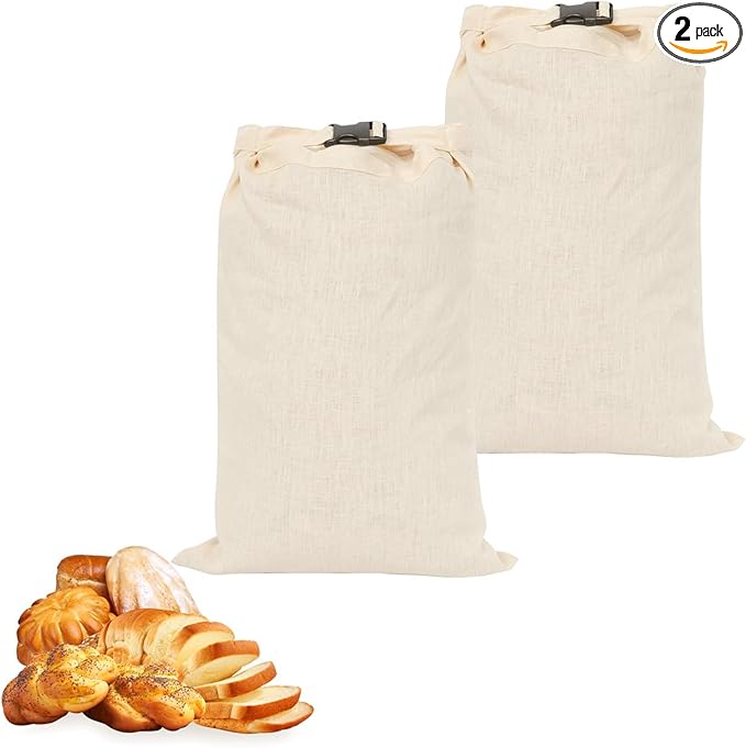 2 Pcs 100% Linen Bread Bags for Homemade Bread 13 x 19.6 Inches Reusable Sourdough Bread Storage Bag with Zipper (Light Apricot)