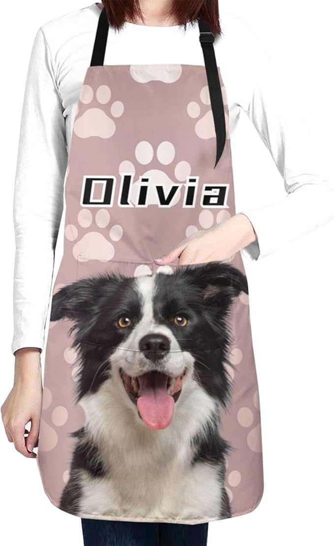 Custom Face Apron for Men Women, Personalized Photo Apron with Pockets, Customized Kitchen Aprons
