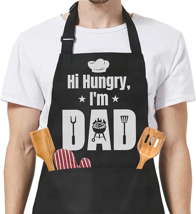 SANDJEST Funny Apron for Dad - Birthday Father’s Day Cooking Grilling Gifts for Mens
