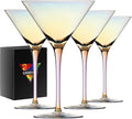 Iridescent Martini Glasses Set of 4-9 oz, Handmade Premium Crystal Cocktail Glasses, Martini, Cosmopolitan, Manhattan, Gimlet, Pisco Sour, Christmas Gifts for Men Women, Iridescent