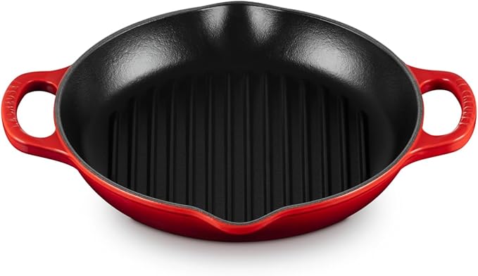 Le Creuset Enameled Cast Iron Signature Deep Round Grill, 9.75", Cerise