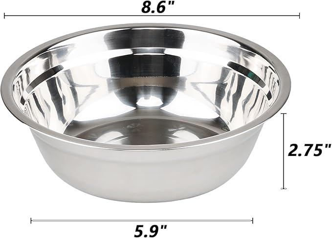 4-Pack Stainless Steel Mixing Bowls, 8.6 Inch Wide Metal Serving Bowls