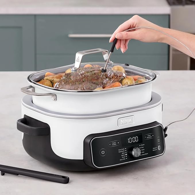 Ninja Premium 8.5 Quart Multi-Cooker Kit with Smart Thermometer, High-Power Electric Dutch Oven and Steamer Edition for Family Meals