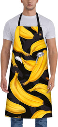 Banana Pattern Apron for Women Men 28x33in, Kitchen Chef Aprons with 2 Pockets, Polyester, Tropical Banana Apron