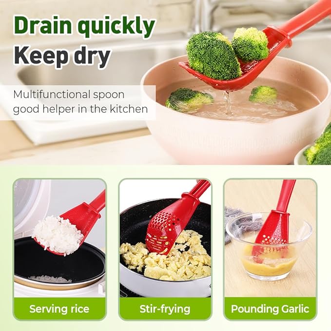 Multifunctional Kitchen Cooking Spoon, 2026 Upgraded Slotted Spoon, Great for Cooking and Serving, Heat-Resistant Spoon for Mixing, Grating, and Draining (White)