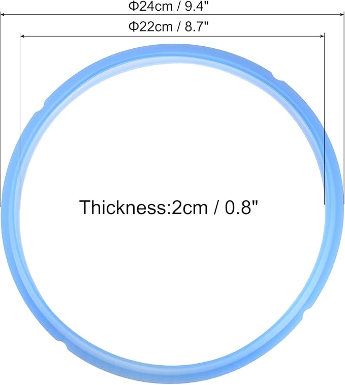 uxcell 2 Pcs Silicone Sealing Ring for Pressure Pot 5/6QT, Pressure Pot Inner Gasket Seal Rings Pressure Cooker Replacement Parts, Blue