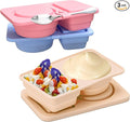3 Pack Reusable Snack Containers with Lids, Silicone Double Compartment Snack Box Container, Small Mini Snack Pack Containers for Travel, Picnic, Work