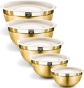BEWOS 5PCS Mixing Bowls with Lids Set - 5 Stainless Steel Mixing Bowls, Dishwasher Safe, Ideal for Baking & Meal Prep, Stackable Design for Easy Storage
