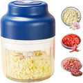 2026 Electric Garlic Chopper with USB Rechargeable Design, Portable Food Processor for Garlic, Onion, Chili, Nuts, Vegetables, One-Touch Mini Kitchen Helper (Blue, 320ml)