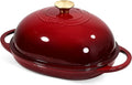 Davivy 6QT Oval Cast Iron Dutch Oven with Domed Lid, Bread Dutch Oven for Sourdough Bread Baking, Enameled Oval Sourdough Bread Loaf Pan 6QT, Bread Cloche Sourdough Pan with Lid - Ruby Red