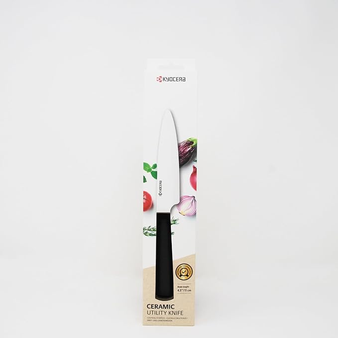 Kyocera INNOVATIONwhite 4.5" Ceramic Utility Knife - White Z212 Blade with Non-Slip Green Handle