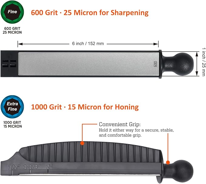 SHARPAL 2-Piece Diamond Plates Refill Fine 600 Grit (25 Micron) & Extra Fine 1000 Grit (15 Micron) 1" × 6" / 25 × 152 mm