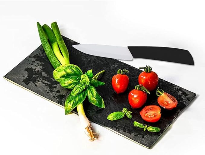 5-Pieces Ceramic Knife Set,Sharp Ceramic Knife with Block Stand,Steak Knife,Black Kitchen Knives With Anti-Slip handle,Includes 6"Chef Knife,5"Utility Knife,4"Vegetable Knife,3"Bread Knife,1"Peeler