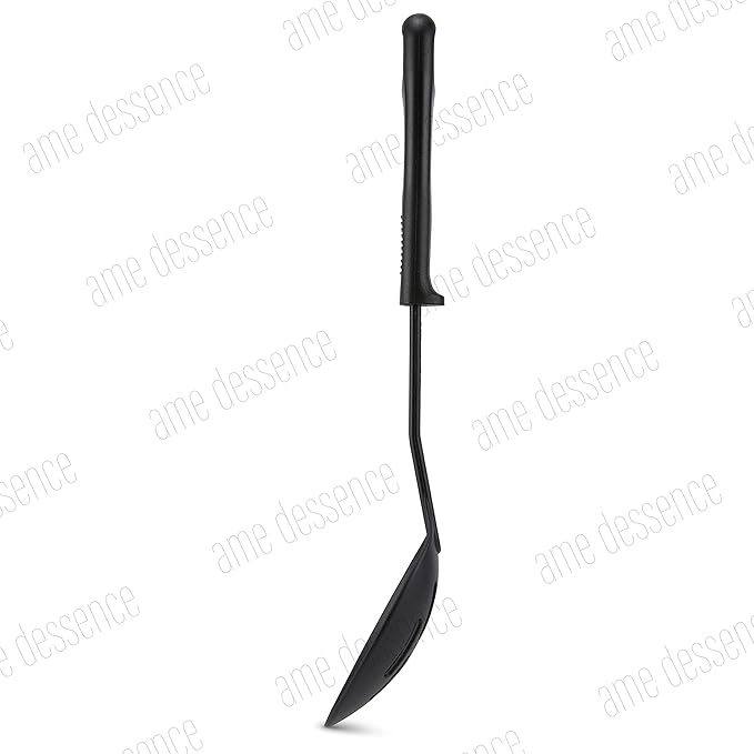 AME D'ESSENCE Slotted Cooking Spoon 11 1/2 inch Black Nylon 410ºF Heat Resistant Serving Spoon with Ergonomic Handle Kitchen Gadgets for Straining
