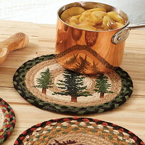BLACK FOREST DECOR Pine Tree Round Jute Trivet