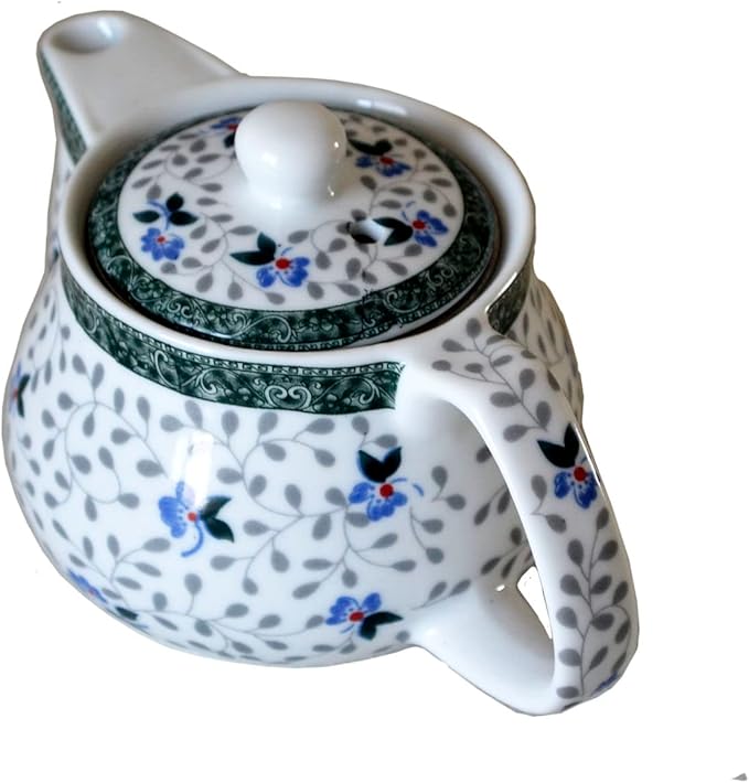 Small Porcelain Teapot, 9oz Tea Pot with Stainless Steel Filter Removable (Flower)