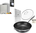 Nonstick Honeycomb Hybrid 12.5" Stainless Steel Wok with Lid + Large 304 Steel Cutting Board Double Sided | Premium Kitchen Bundle
