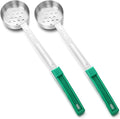 2 Pcs Portion Control Serving Spoons, Restaurant Measuring Serving Ladle Utensils, Portion Spoons for Weight Loss, Kitchen(Green,4 oz,Slotted)