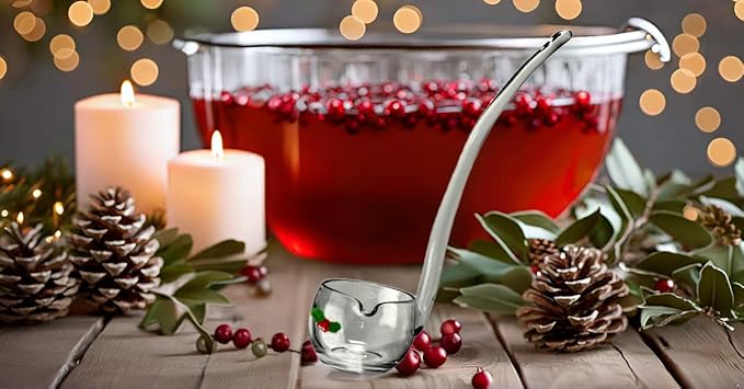 Artland Holly Days Punch Glass Ladle - Festive Holiday Kitchenware for Serving Punch, Soup, Sauces, and More - Elegant, Ergonomic Handle, Dishwasher Safe, Excellent Holiday Gift