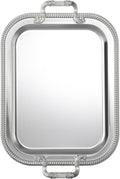18.5"x14.5" Rectangular Silver Serving Tray with Handles, Beautiful Mirror Polished Finish, Lightweight Classic Metallic Decorative Silverplate Tray for Wedding Anniversary Birthday Holiday Gatherings