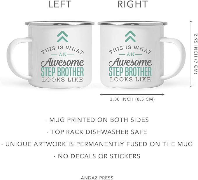 Andaz Press 11oz. Stainless Steel Campfire Coffee Mug Gift, This is What an Awesome Step Brother Looks Like, 1-Pack, Birthday Gift Ideas Coworker Him Her, Includes Gift Box
