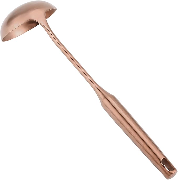 Stainless Steel Kitchen Ladle, Rose Gold Soup Spoon Turner, Heat-Resistant Handle, Large Cooking Utensil