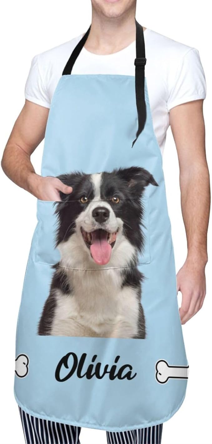 Custom Face Apron for Men Women, Personalized Photo Apron with Pockets, Customized Kitchen Aprons
