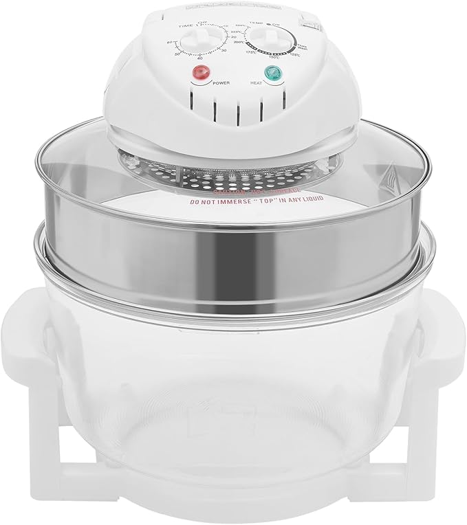17L Glass Turbo Air Fryer, 1200W-1400W Electric Oven, Automatic Power Off/Knob Control, 360° Viewable Airy Fryer 110V for Baking, Frying, Roasting, Steaming
