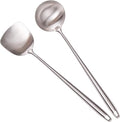 17” Wok Spatula and Ladle - 304 Stainless Steel Wok Tools Set, 2-Pieces Extra Long Handle Cooking Tools, All Metal Wok Utensils and Wok Accessories for Cast Iron/Carbon Steel Wok