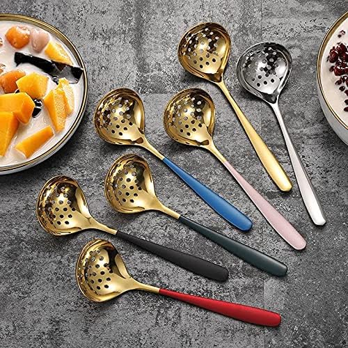 Pink Gold Soup Ladle Colander Slotted Spoon Set Skimmer Strainer Stainless Steel Gravy Hot Pot Server