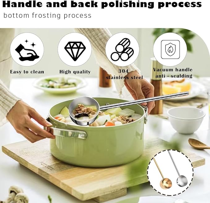 2 PCS Small Soup Ladle SUS304 Stainless Steel Metal Deep Spoon With Pour Spout for Serving Soups, Gravy and More（Gold + Silver）