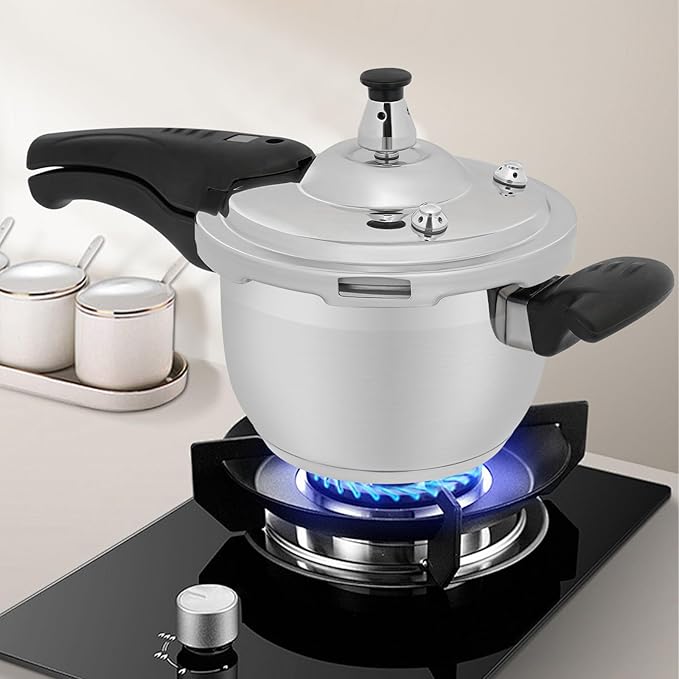 Stainless Steel Pressure Cooker Small Pressure Pot 80Kpa High Security Pressure Canner with Handle for Home Restaurants (2L/2.11Qt)