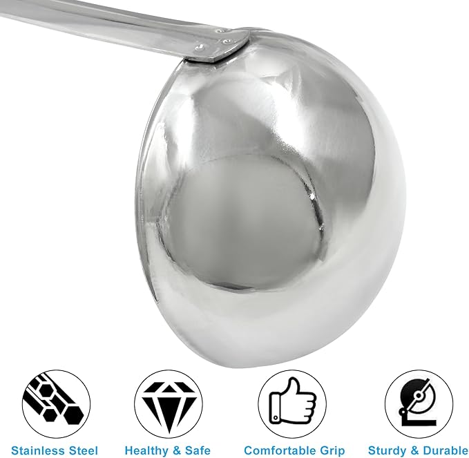 Piutouyar 3 Pcs 4 oz Soup Ladle Set, Stainless Steel Ladle with Long Hooked Handles Kitchen Cooking Serving Ladle Accessories for Cooking Soup Sauce Stews