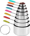 Stainless Steel Measuring Cups Set (8 Cups, Colorful)
