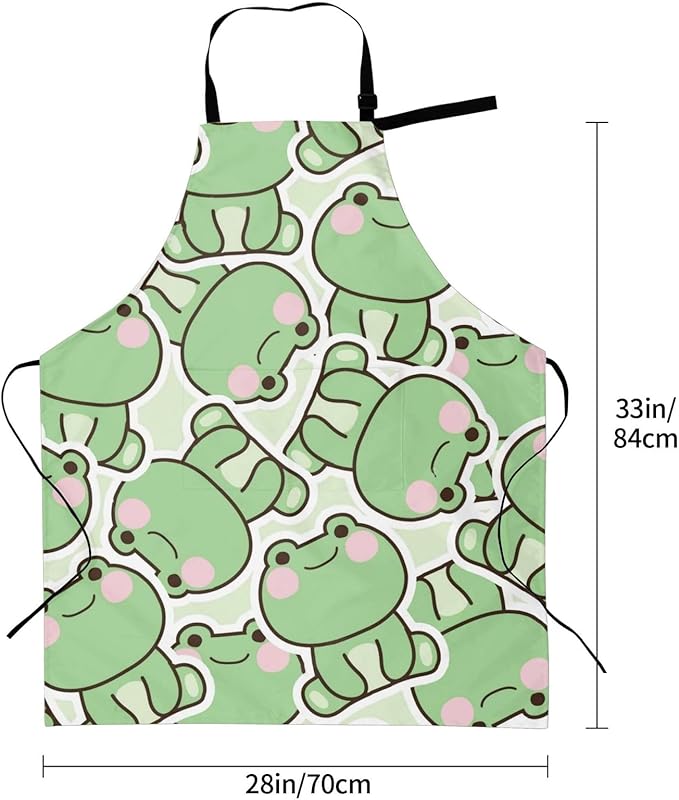 Cute Funny Frog Apron for Women Men Apron With Adjustable Neck strap, Kitchen Apron for Cooking Painting Baking