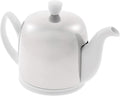 Degrenne Salam Luxury French Tea Pot - Porcelain Teapot with Stainless Steel Cover, Ceramic Tea Kettle for Loose Tea, Removable Infuser, 4 Cup Capacity, 24oz - White