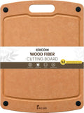 Kikcoin Wood Cutting Board, Cutting Boards for Kitchen Dishwasher Safe Non-slip Chopping Board with Juice Groove, Wood Fiber Composite Cutting Board with Handle, 14.6"*10.8"