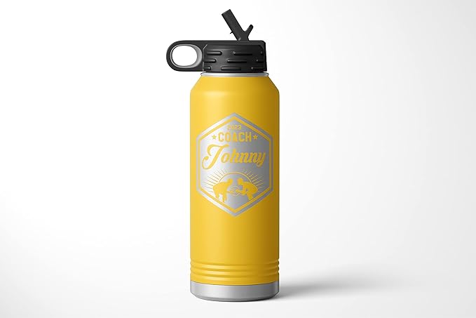 Wrestling Coach gifts, Tumbler, Coach tumbler, Wrestling gifts, Coach Beer glass, Coach gift, Coach gifts, Wrestling Coach (Wrestling Hexagon, Yellow, 32oz Water Bottle)