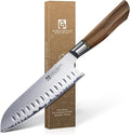 Purple Dragon Santoku Knife 7 Inch Japanese Chef Knife for Chopping Meat Cutting Vegetables, German Vg10 Steel Blade, Ergonomic Wooden Handle Christmas Gift for Men and Women