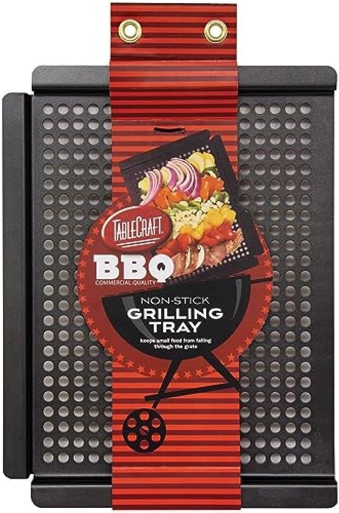 TableCraft BBQ Nonstick 16-Inch Grilling Tray, Small, Black