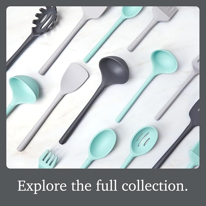 Tovolo Flex Core Silicone Ladle BPA Free Oyster Gray Deep Silicone Soup Ladle, Heat Resistant All Silicone Ladle Construction, Large Dishwasher Soup Ladle Kitchen Utensil for Cooking