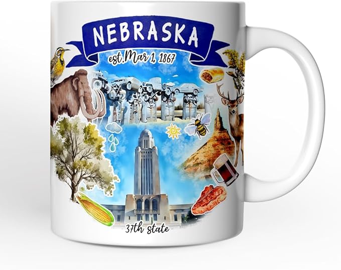 OrnamentallyYou Artistic Nebraska State Themes and Landmarks Mug