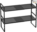 Cabinet Organizer Shelves,Expandable Spice Racks,Stackable Countertop Shelves for Pantry Counter Cupboard Inside Cabinet,Kitchen Under Sink Storage Shelf Racks,Black,2 Packs