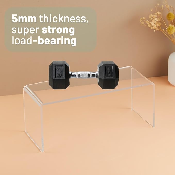 4 Packs Kitchen Cabinet Shelf Organizer, Acrylic Clear Shelf Riser, 5mm Thick Spice Rack for Dishes, Soda Cans and Cup（11.8 x 4.72 x 4.72 Inch）