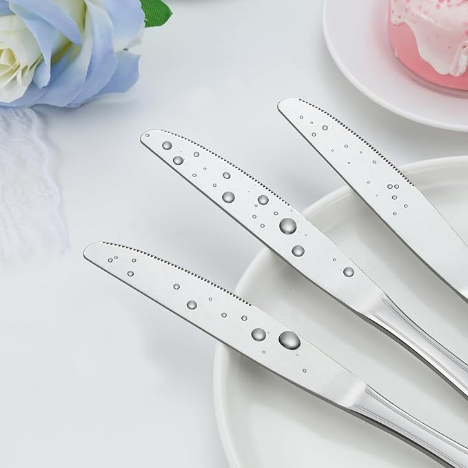 Dinner Knives Set of 36, 9” Butter Knives with Pretty Line Handle, Food Grade Stainless Steel Table Knife, Dishwasher Safe & Mirror Polished