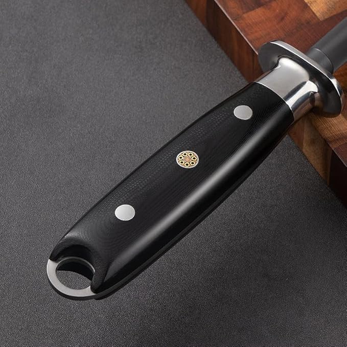 12 Inch Black Honing Rod, Sharpening Steel for Kitchen Knives – 12" Honing Steel – Craftsman Selection Series Handle Design Knife Sharpener
