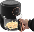 1200W Glass Air Fryer, 360° Viewable Airy Fryer, Small Glass Air Fryer 8 Preset Modes, Transparent Fry Bowl for Best Cooking Results, Cook Shrimp, Steak, Fries, Wings
