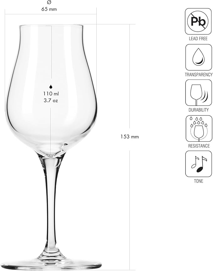 Krosno Brandy & Cognac Snifter Glasses Rum Tasting Gift Set | Set of 4 | 3.7 oz | Avant-garde Collection | For Home, Restaurants & Kitchen | Dishwasher Safe | Lead-Free Crystal Glass