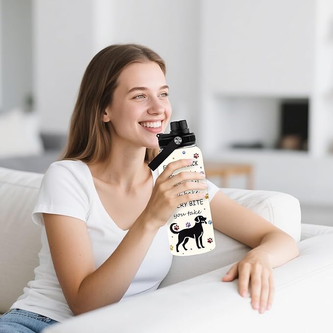 Dog Mom Gifts for Women, Dogs Lovers Gifts for Boys Girls, 32 oz Insulated Water Bottle, Stainless Steel Water Bottles, Cute Dog Paw Tumbler, Dogs Cup Gift for Birthday Christmas (1pcs)