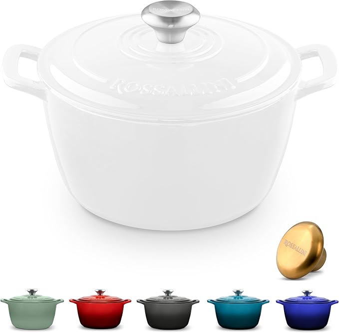 Signature Enameled Cast Iron Dutch Oven, Non-Stick Serving Pot with Tight Fitting Lid for Perfect Roasting, Baking, Sauteing, and Bread Making | 2Q (1.9L)